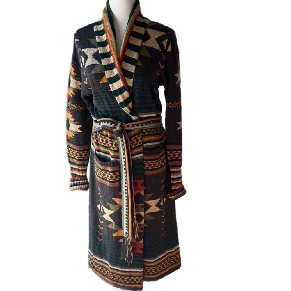 FAHERTY Patterned Knit Aztec Yellowtail Cardigan